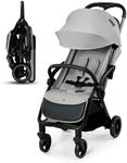 Kinderkraft APINO, Lightweight Stroller up to 24 kg, auto-Folding Pushchair, Compact fold, 360° Swivel Wheels, Adjustable backrest and footrest, Large Canopy with Ventilation, 0–4 Years, Grey