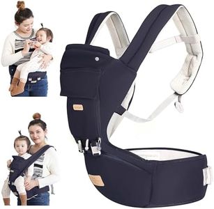 Baby - Carrier, 6-in-1 Baby Carrier with Waist Stool-, FRUITEAM Baby Carrier with Hip Seat for Breastfeeding, One Size Fits All - Adapt to Newborn, Infant & Toddler (Navy)