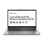 Lenovo IdeaPad 1 15 Inch Full HD Laptop (Intel Celeron N4120, 4GB RAM, 128GB eMMC, Windows 11 Home in S mode) - Cloud Grey, 1 Year Microsoft Office