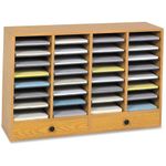 Safco Products Wood Adjustable Literature Organizer, 32 Compartment with Drawers, 9494MO, Medium Oak, Durable Construction, Removable Shelves, Stackable