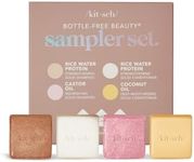 Kitsch 4pc Sampler Set - Rice Shampoo Bar, Growth Castor Oil Shampoo Bar, Coconut Oil Deep-Moisturizing Hair Conditioner Bar, Zero Waste