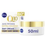 NIVEA Q10 Anti-Wrinkle 60+ Extra Nourishing Day Cream SPF 15 (50ml), Hydrating Day Cream to Reduce Fine Lines and Wrinkles, Nourishing Skincare for Mature Skin