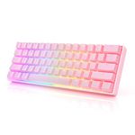 HK Gaming GK61 Mechanical Gaming Keyboard 60 Percent | 61 RGB Rainbow LED Backlit Programmable Keys | USB Wired | For Mac and Windows PC | Hotswap Gateron Optical Silver Switches | Pink