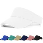 FCHUI Sun Visor Cap - Women Ponytail Baseball Cap for Women and Ladies, Long Peak Thicker Sweatband Adjustable Hat for Golf Cycling Fishing Tennis Running Jogging Visor Hats for Men (White)