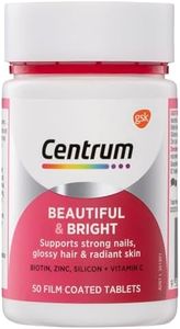 Centrum Benefit Blends Beautiful & Bright with Vitamin C, Biotin, Zinc & Silicon to Support Strong Nails, Glossy Hair & Radiant Skin, 50 Tablets