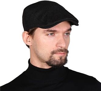 FREEBIRD99 Mens Newsboy Gatsby Flat Cap Solid Hunting Cabbie Driving Ivy Irish Hat (Black)