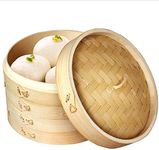 Bamboo Steamer 10 Inch, 2 Tier Stea