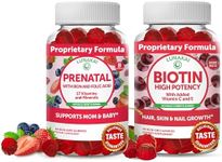 Lunakai Biotin and Prenatal Bundle - Hair Skin and Nails Growth Supplement with Vitamin C and E - Pregnancy Multivitamin Gummy with Iron & Folic Acid - 30 Days Supply