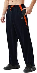 ZEROWELL Men’s Athletic Pants with Zipper Pockets Open Bottom Lightweight Sweatpants, for Workout, Running, Gym, Training, Navy Blue, 1 Pack, Large