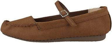 Clarks Women's Freckle Bar Ballet Flat, Dark Tan Suede, 8.5 US Narrow