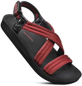 AEROTHOTIC Women's Hadal Arch Support Slingback Travel Essentials Sandals (Hadal Wine, 10)