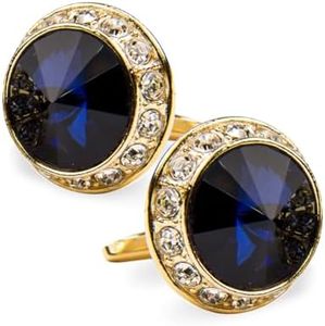 Vittorio Vico Colorful Bling Cuff Links (Navy/Gold, CL-1526)