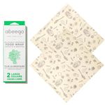 Abeego, The Original Beeswax Food Storage Wrap - Set of Two 13" Natural Large Square Sheets