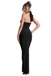 TRAQUILA Backless Turtle Neck Bodycon Dress for Women Black