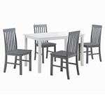 Walker Edison Room Kitchen Table Dining 4 Chairs Set, Wood, White and Grey, 48 Inch