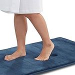 Genteele Bath Mats for Bathroom - Non Slip, Absorbent, Velvet, Memory Foam Bathroom Rug - Quick Dry Mat Carpet - Home Decor and Accessories Navy 17" x 24"