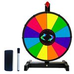 12 Inch Prize Wheel, 12 Slots Spinning Roulette Wheel Tabletop Wheel of Fortune with Dry Erase Markers and Eraser for Carnival, Trade Show