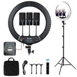 The 18 inch LED Ring Light With Adjustable Tripod Stand & wireless Remote, 3 Light Modes & 10 Brightness, USB Powered, 3 Phone Holder for Live Streaming, Makeup, Camera, Selfie ,YouTube