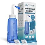 Nasal Rinse Kit – 300ml Bottle + 21 Saline Packets – Neti Pot for Sinus Relief & Nasal Hygiene – PH Balanced, Drug-Free, Preservative-Free – Suitable for Adults & Children 3+