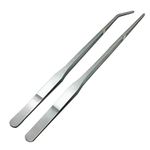 OUKEYI 2-Piece Aquarium Tweezers Stainless Steel Straight and Curved Tweezers Set for Fish Tank Aquatic Plants, 27cm/10.6 inches Feeding Tongs for Hold Worms, Reptiles, Lizards, Bearded Dragon