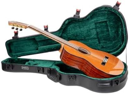 Crossrock Scratch-resistant Hardshell Case for 4/4 Classical Nylon String Guitars, with TSA Lock, Interior Compartment -Black (CRA980CBK)