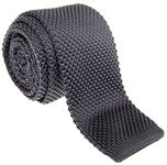 Retreez Vintage Smart Casual Men's 2" Skinny Knit Tie - Dark Grey