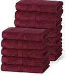 DARWEN STAR 100% Cotton 12 pcs Face Cloth, Highly Absorbent & Soft, 500GSM Egyptian Flannel towels, 30 x 30 Cm, Bathroom- Kitchen - GYM Multipurpose Cotton Towels (Wine)