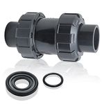 1 1/4 inch PVC True Union Check Valve, 1-1/4-Inch Slip Swing Full Port Utility Check Valves, Sch80 Socket Pool Ball Check Valve for Backflow Prevention Irrigation Systems