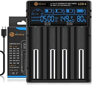 WISSBLUE 18650 Battery Charger, LCD Screen Can Display Capacity, Adjustable 2A 18650 Charger, Suitable for 26650 21700 18350 17500 14500 18650,NiMH NiCd AAA AA