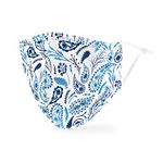 Weddingstar 3-Ply Adult Washable Cloth Face Mask Reusable and Adjustable with Filter Pocket - Blue Paisley