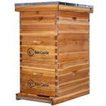 BeeCastle 8 Frame Langstroth Bee Hive Coated with 100% Beeswax Includes Beehive Frames and Waxed Foundations (2 Deep Boxes & 1 Medium Box)