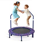 36-Inch Trampoline for Kids Mini Trampoline with Adjustable Handle and Safety Padded Cover Foldable Toddler Trampoline Indoor & Outdoor Rebounder Trampoline for Kids Play and Exercise (dark blue)