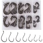 BASSDASH 175 Pieces Octopus Offset Fishing Hooks Assortment in Hook Sizes 6/0, 4/0, 3/0, 2/0, 1/0, 1, 2, for Saltwater Freshwater, Tackle Box