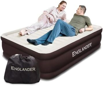 Englander Queen Air Mattress with Built in Pump Raised - Double High, 600 LB Weight Capacity - Luxury Size Camping Mattress - Blow Up Floor Bed for Home - Microfiber, Waterproof Airbed with Patch Kit