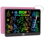 16 Inch LCD Writing Tablet, [Upgraded] Colorful Drawing Tablet Electronic Writing Board, Erasable Reusable Eye Protection Doodle Scribbler Pad, Educational Birthday for Kids - Pink