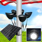 Flag Pole Light Solar Powered 5 Super-Spotlights LEDs 12000mA battery Adjustable Metal Clamps Fits 2-6''Flag Poles Coverage-Light Up American Flag Outdoor with Solar FlagPole Light from Dusk to Dawn