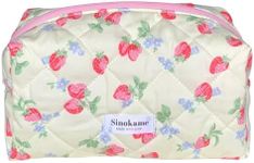 SINOKAME Cute Floral Coquette Makeup Bags, Cream Berries