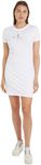 Calvin Klein Women's Cotton Bodycon Above The Knee Dress (J20J223056YAF_White_L)