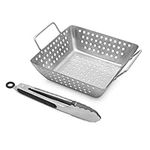 NEVRY BBQ Grill Basket and Tongs - 