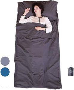 EXERMIL 100% Cotton Sleeping Bag Liner with Full Length Zipper on 3 Sides; Single/Double Adult Sleep Sack for Travel & Camping, Multifunctional Travel Sheets (Unzipped 87”x87”) for Hotel, Lightweight