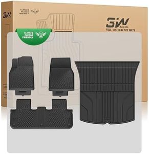 3W Tesla Model Y Neu 2025 2026 Juniper Fußmatten und Kofferraumwanne, TPE Allwetter Maßgeschneiderte Fussmatte 1-2 Reihen und Kofferraummatten Komplettset Tesla Model Y 2025 2026 Autofußmatten Zubehör