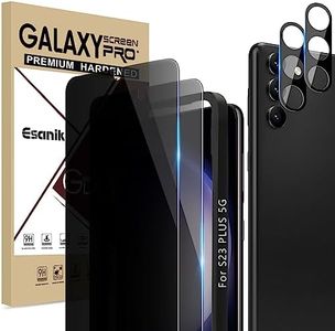 Esanik Protector de pantalla para Samsung Galaxy S23 Plus 5G de 6,6" (2 + 2 unidades), 2 protectores de pantalla de privacidad PET (no cristal, 2 protectores de cámara, dureza 7H, antiespía y