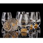 DUJUST Diamond Shot Glasses (1.5oz), Crystal Shot Glass Set Decorated with 24K Gold Leaf Flakes, Luxury & Cute Shot Cups, BPA-Free & Lead-Free, Perfect for Décor & Collection, Gift Choice - 6 pcs