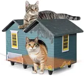 Heated Cat Houses for Indoor/Outdoor Cats with Elevated Heated Cat Bed Providing Safe Feral Cats, Easy to Assemble