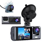 3 Channel Dash Cam Front and Rear Inside, 1080P Dash Camera for Cars, Dashcam Three Way Triple Car Camera with IR Night Vision, Loop Recording, G-Sensor, Parking Monitor, 24 Hours Recording