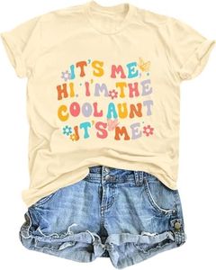 SNYUMEG Aunt Shirt for Women It's Me,Hi,I'm The Cool Aunt,It's Me Letter Print Tshirt Casual Short Sleeve Tops