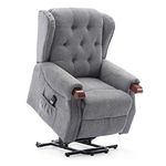 More4Homes HARROGATE FABRIC ELECTRIC RISE RECLINER ARMCHAIR LIFT RISER CHAIR (Grey)