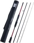 GOTURE Travel Fishing Rods 24T, 4 Piece Fishing Rod, Surf Casting/Spinning Rod,Ultralight Fishing Baitcasting Rod 7' M-C for Saltwater Trout, Bass, Walleye, Black and Red