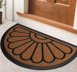 ubdyo Heavy Duty Door Mat - Non-Slip Rubber Door Mats - Outdoor Mats for Front Door - Low Profile Doormats Outside - Door Mats Outdoor - Half Round Doormat for Back door (30" x 17", Brown)