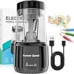 Forever Speed Electric Pencil Sharpener, Adapter Powered Sharpener with USB for 6-8mm Coloured Pencils, Auto Stop for Artists, Kids, Office, Classroom, School Use, Portable, Heavy Duty